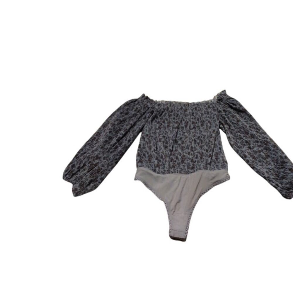 Free People Floral Off-Shoulder/Square Neck Long Sleeve Bodysuit XS NWT - Picture 2 of 5